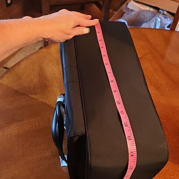 NEW DKNY Fabric Medium Travel Tote Tablet Bag Purse, Black & Silver Closure - Picture 11 of 16